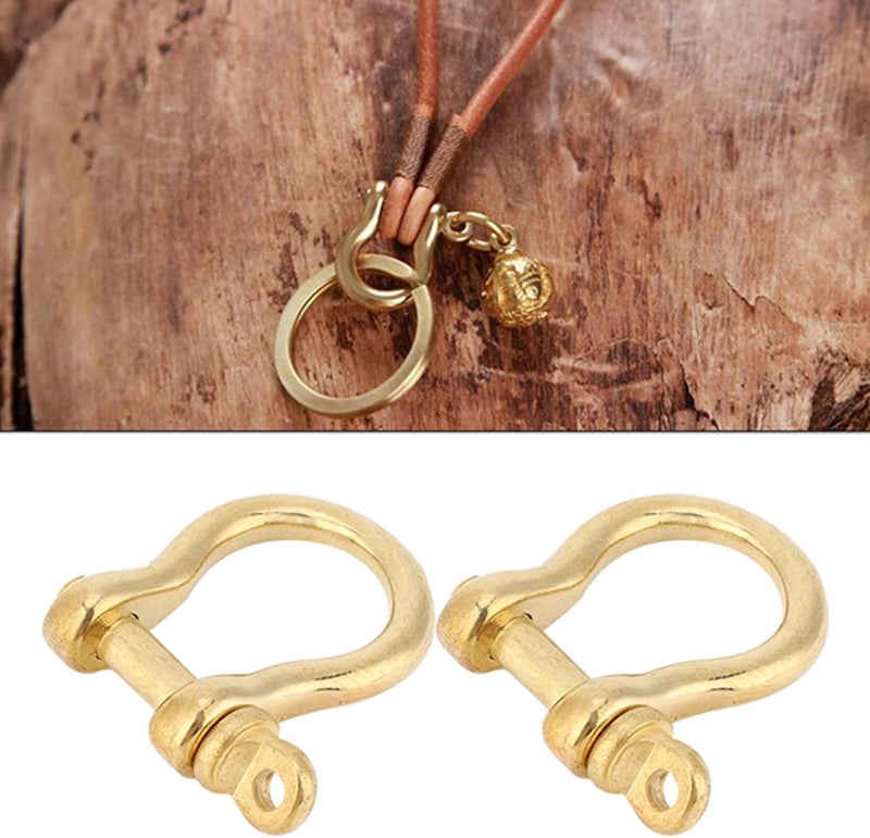 Kodrily 2Pcs Brass D Ring Shackles, 0.39in Key Shackle, Golden Anchor Shackle Fob, U Type Screw in Shackle, Portable Mini Shackle Horseshoe Clasp for Key Ring Hook Buckle, 10mm - Image 3